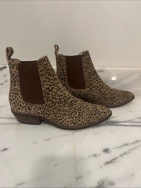 Leopard Print Chelsea Ankle Boots - Brown